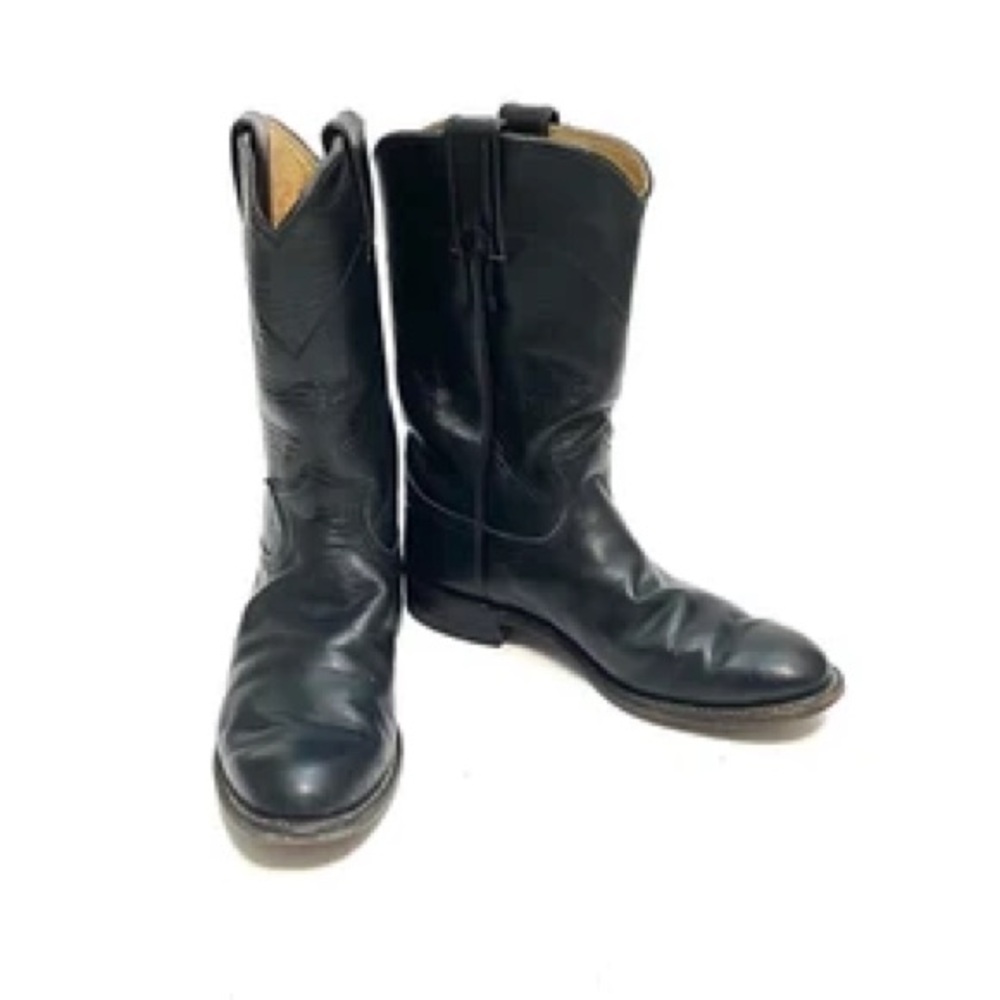 Justin Mens Size 9EE Corona Black Leather Western Cowboy Boots Style 3133